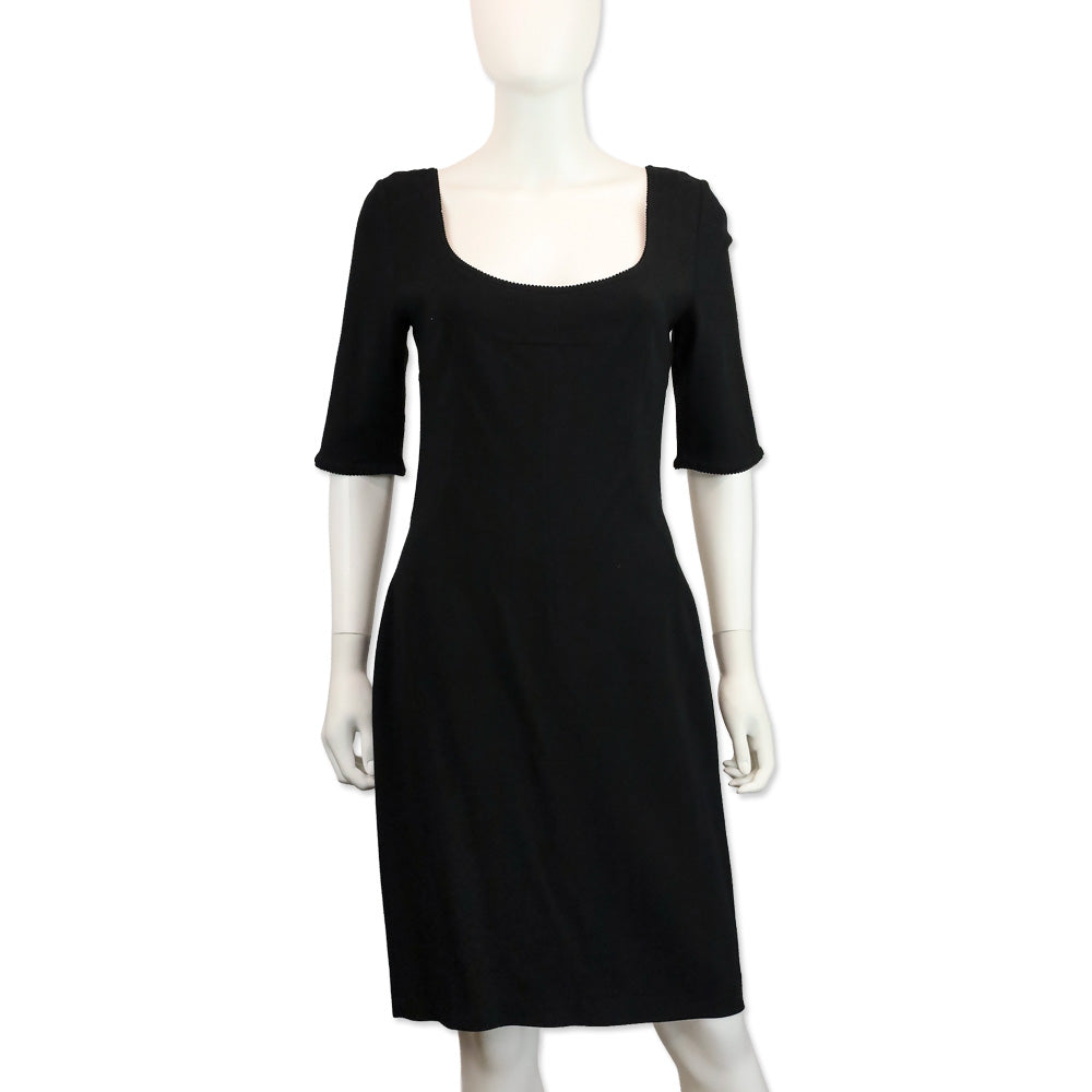 black 3 4 sleeve bodycon midi dress Black Midi Dress With 3/4 Sleeves And Pockets