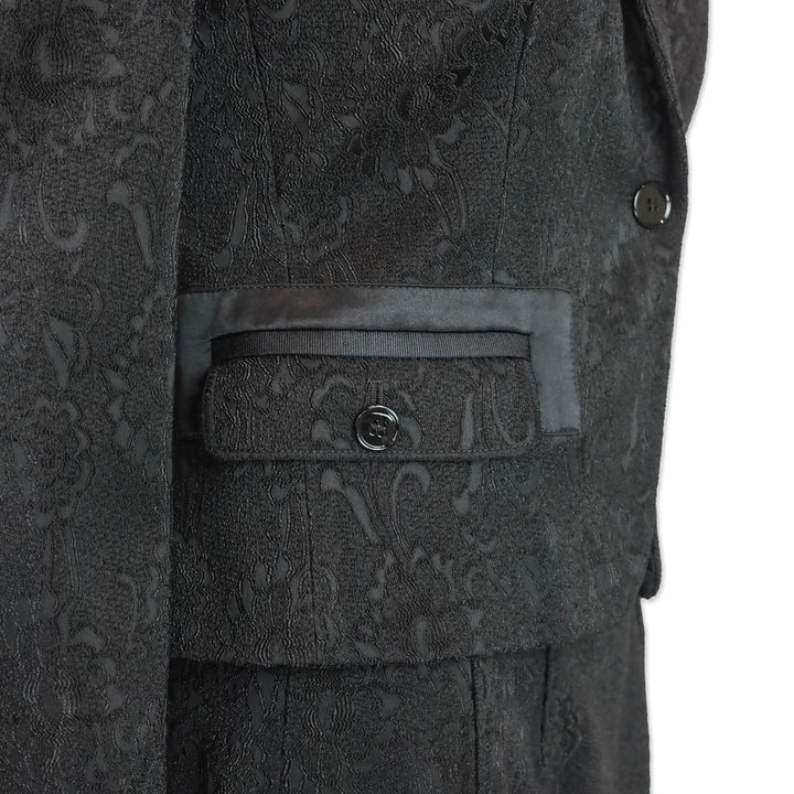 Dolce & Gabbana Black Floral Embroidered Cropped Blazer