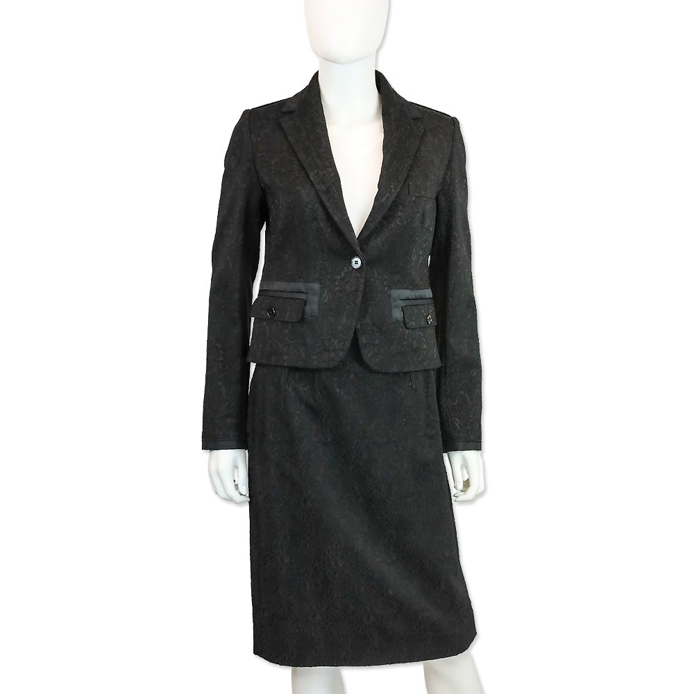 Dolce & Gabbana Black Floral Embroidered Cropped Blazer