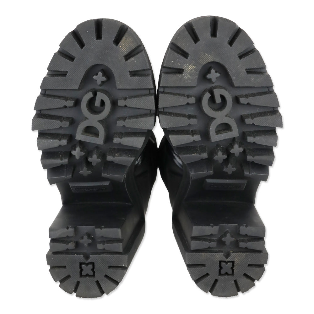 Dolce & Gabbana Black Padded Nylon and Leather Chunky Platform Trekking Booties