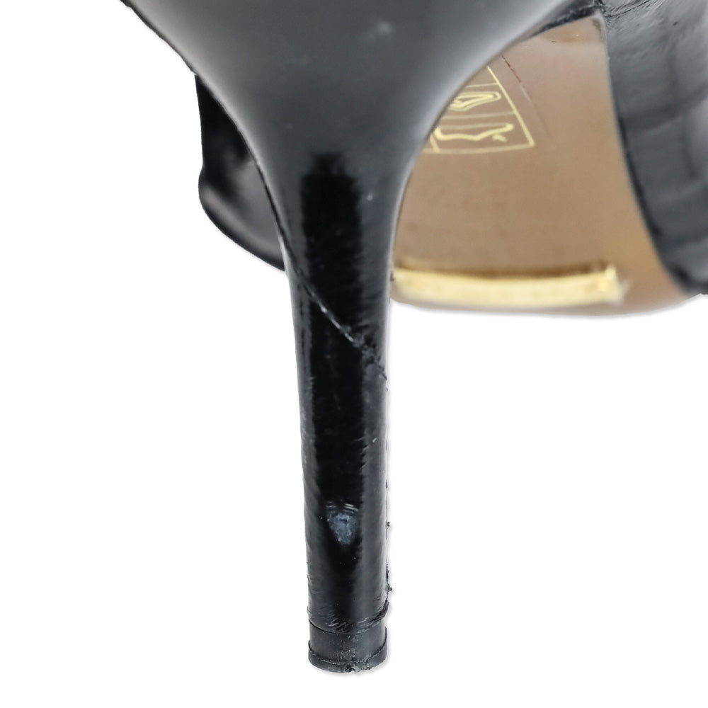 Dolce & Gabbana Black Patent Wrapped Leather Pointed Toe Pumps