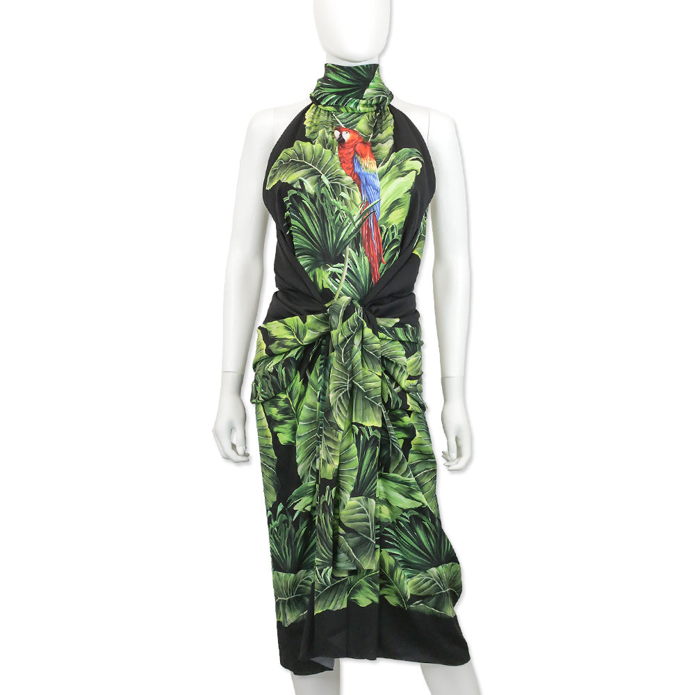 slim fit dress slacks Dolce & Gabbana Jungle Print Silk-Blend Midi Dress