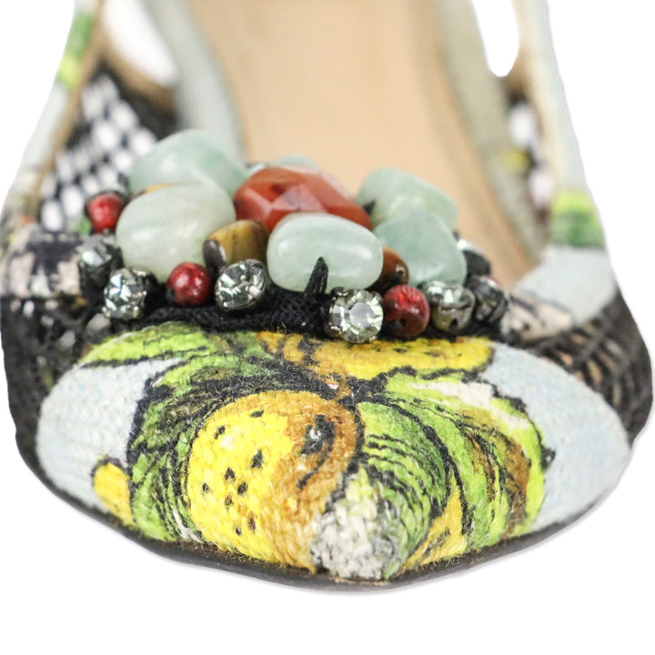 Dolce & Gabbana Spring 2013 Lemon Print Canvas/Fishnet Slingback Pumps