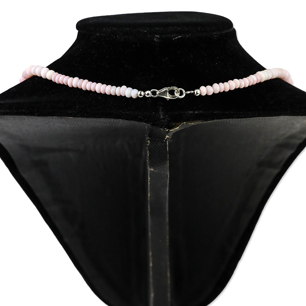 Enhanced Pink Opal Beaded Necklace and Bracelet in Rhodium Over Sterling Silver