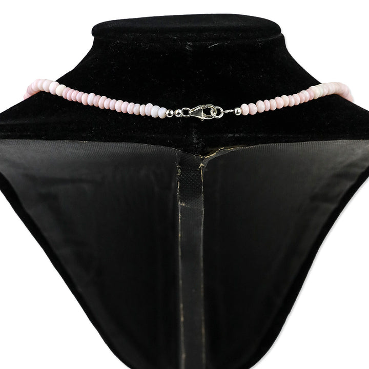 Enhanced Pink Opal Beaded Necklace and Bracelet in Rhodium Over Sterling Silver