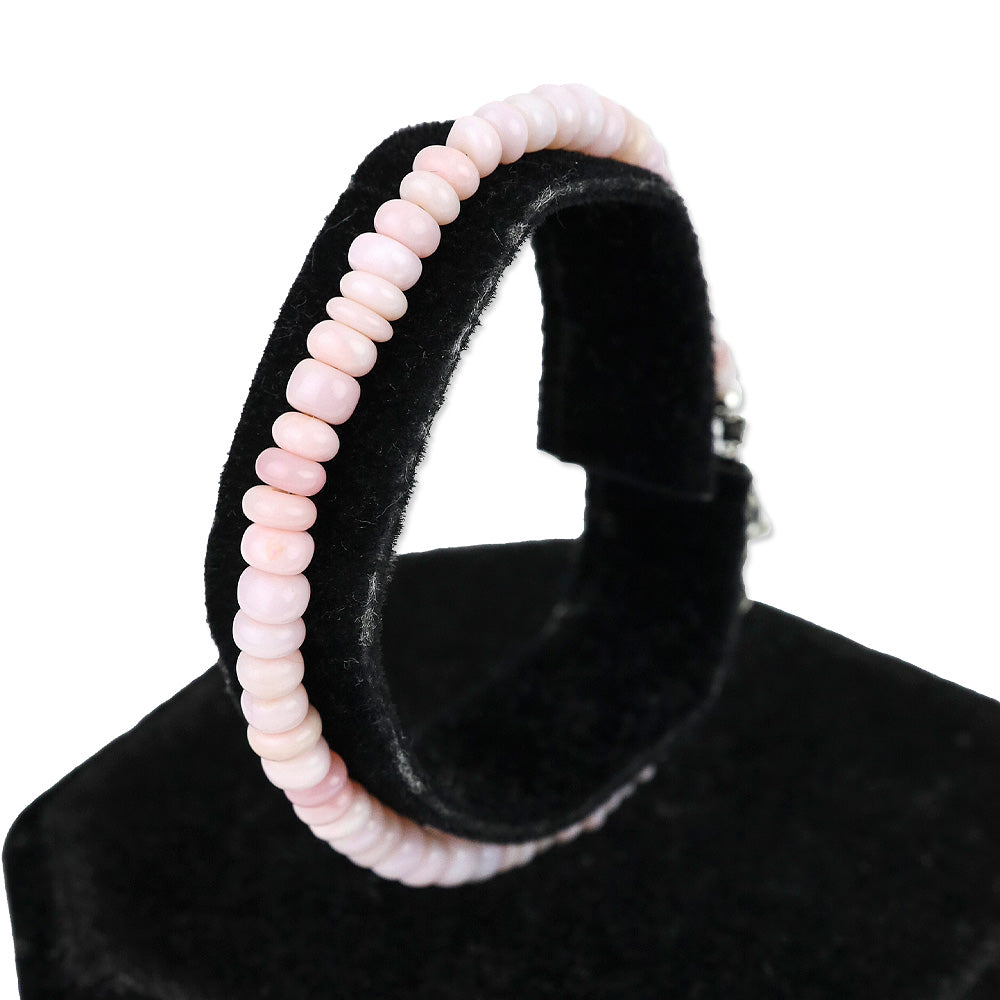 Enhanced Pink Opal Beaded Necklace and Bracelet in Rhodium Over Sterling Silver