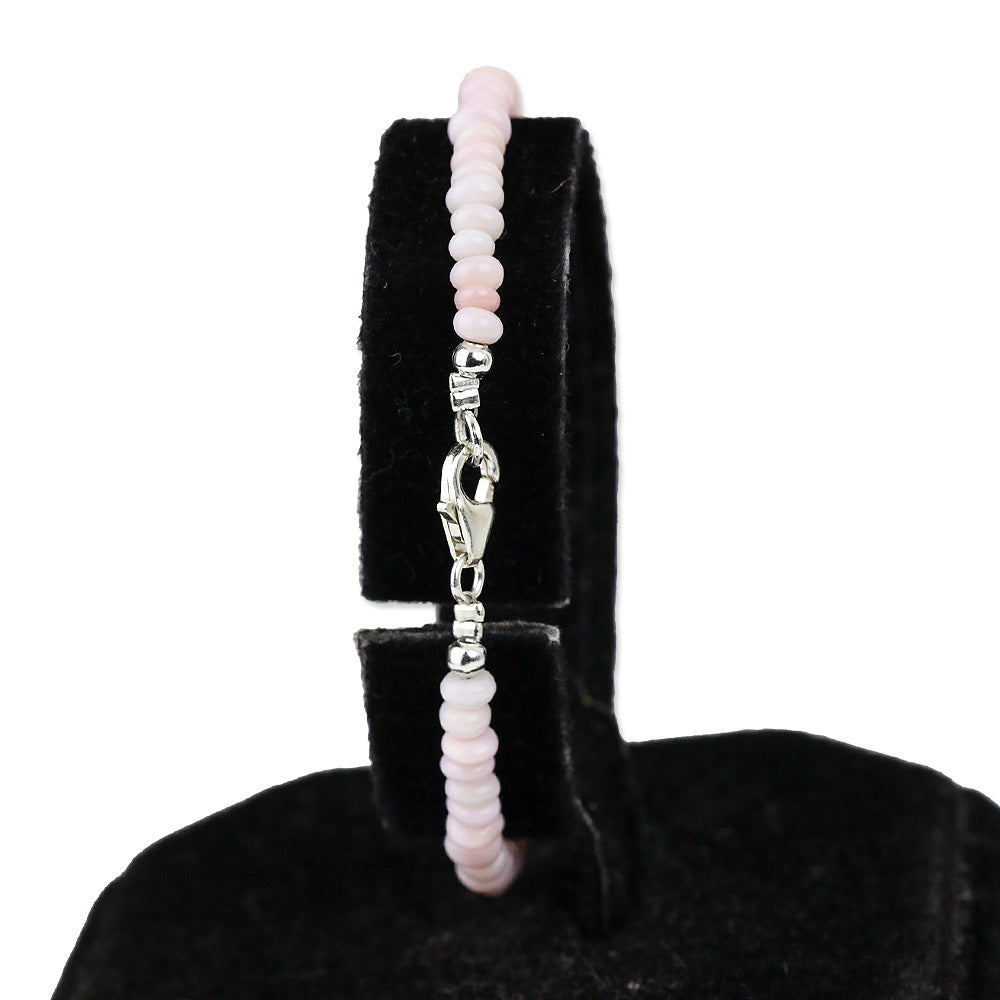 Enhanced Pink Opal Beaded Necklace and Bracelet in Rhodium Over Sterling Silver