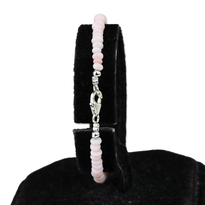 Enhanced Pink Opal Beaded Necklace and Bracelet in Rhodium Over Sterling Silver
