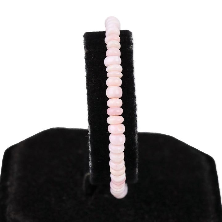 Enhanced Pink Opal Beaded Necklace and Bracelet in Rhodium Over Sterling Silver