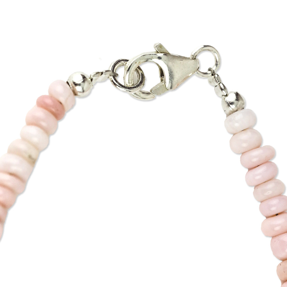 Enhanced Pink Opal Beaded Necklace and Bracelet in Rhodium Over Sterling Silver