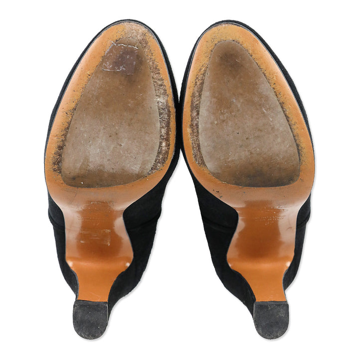 Etro Black Suede Multi Woven Lace-Up Boots