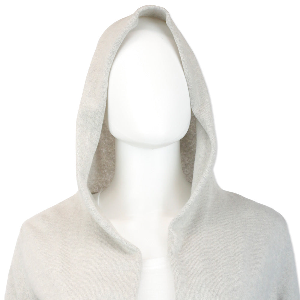 Fabiana Filippi Grey Wool-Blend Knit Hooded Drawstring Waist Cardigan