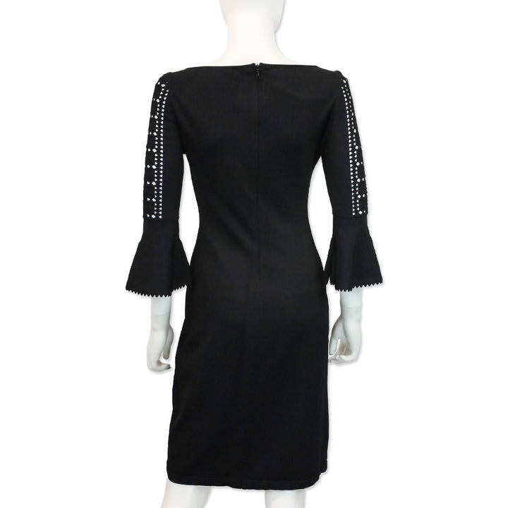 Fendi Black Cutout Ribbed Knit Boatneck Midi Dress