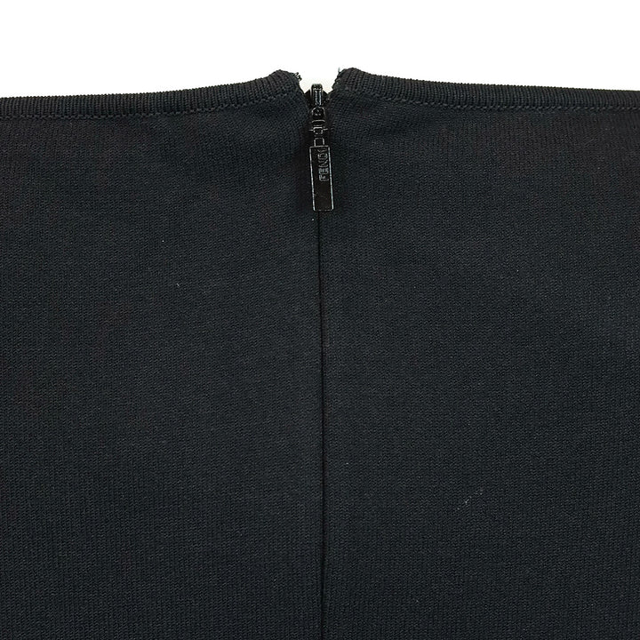 Fendi Black Cutout Ribbed Knit Boatneck Midi Dress