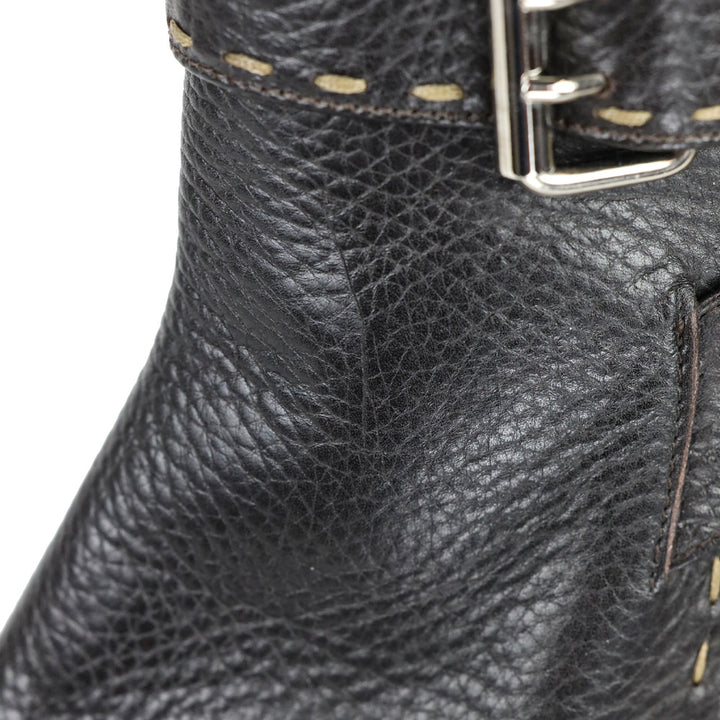 Fendi Black Selleria Buckle Ankle Heel Boots