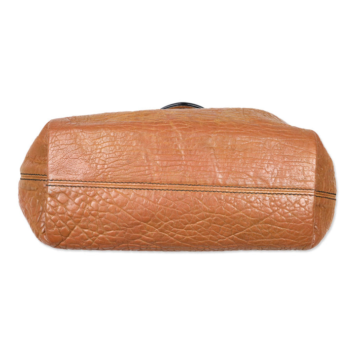 Fendi Brown Leather/Black Patent Borsa B Hobo Bag