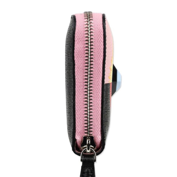 Fendi Bubblegum Multi Vitello Elite Century Hypnoteyes Studded Zip Around Wallet