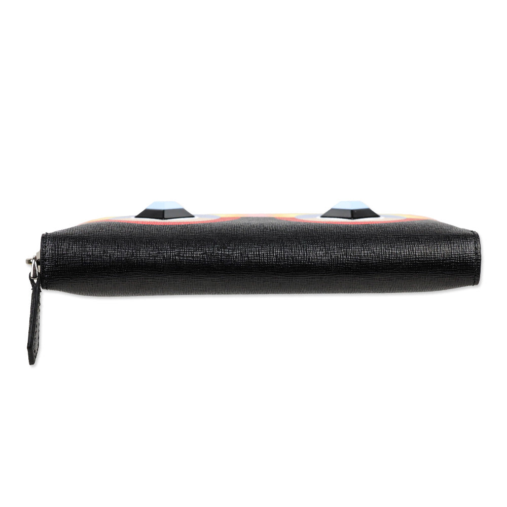 Fendi Bubblegum Multi Vitello Elite Century Hypnoteyes Studded Zip Around Wallet