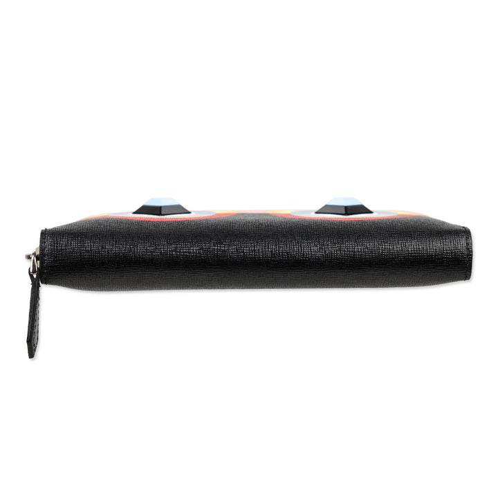 Fendi Bubblegum Multi Vitello Elite Century Hypnoteyes Studded Zip Around Wallet