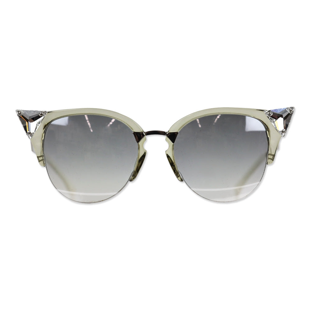 Fendi Irida Semi-Rimless Grey Palladium Mirrored Lens Cat-Eye