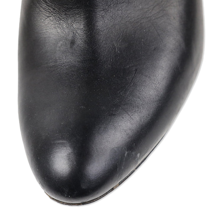 Fendi Round Toe Leather Chelsea Boots with Wooden Heels