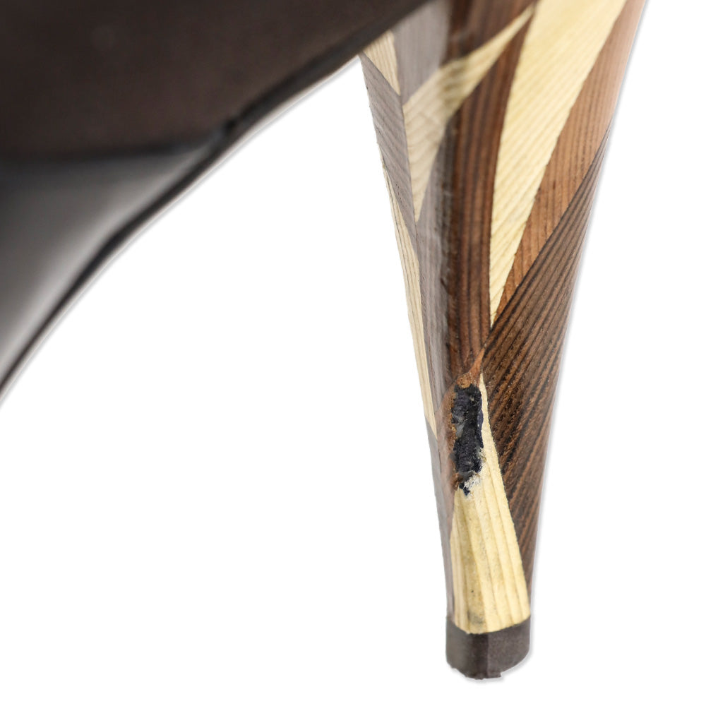 Fendi Round Toe Leather Chelsea Boots with Wooden Heels