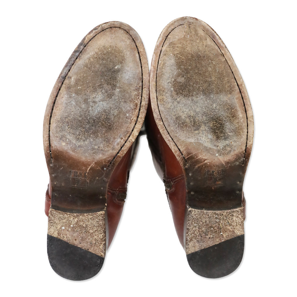 Frye Melissa Burn Red Leather Inside Zipper Harness Riding Boots