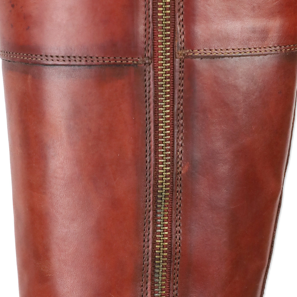 Frye Melissa Burn Red Leather Inside Zipper Harness Riding Boots
