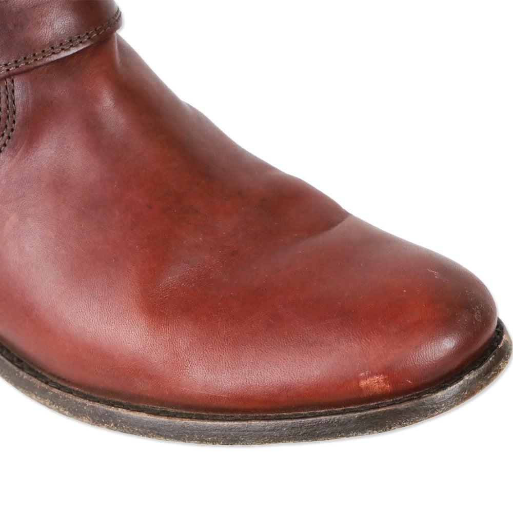 Frye Melissa Burn Red Leather Inside Zipper Harness Riding Boots