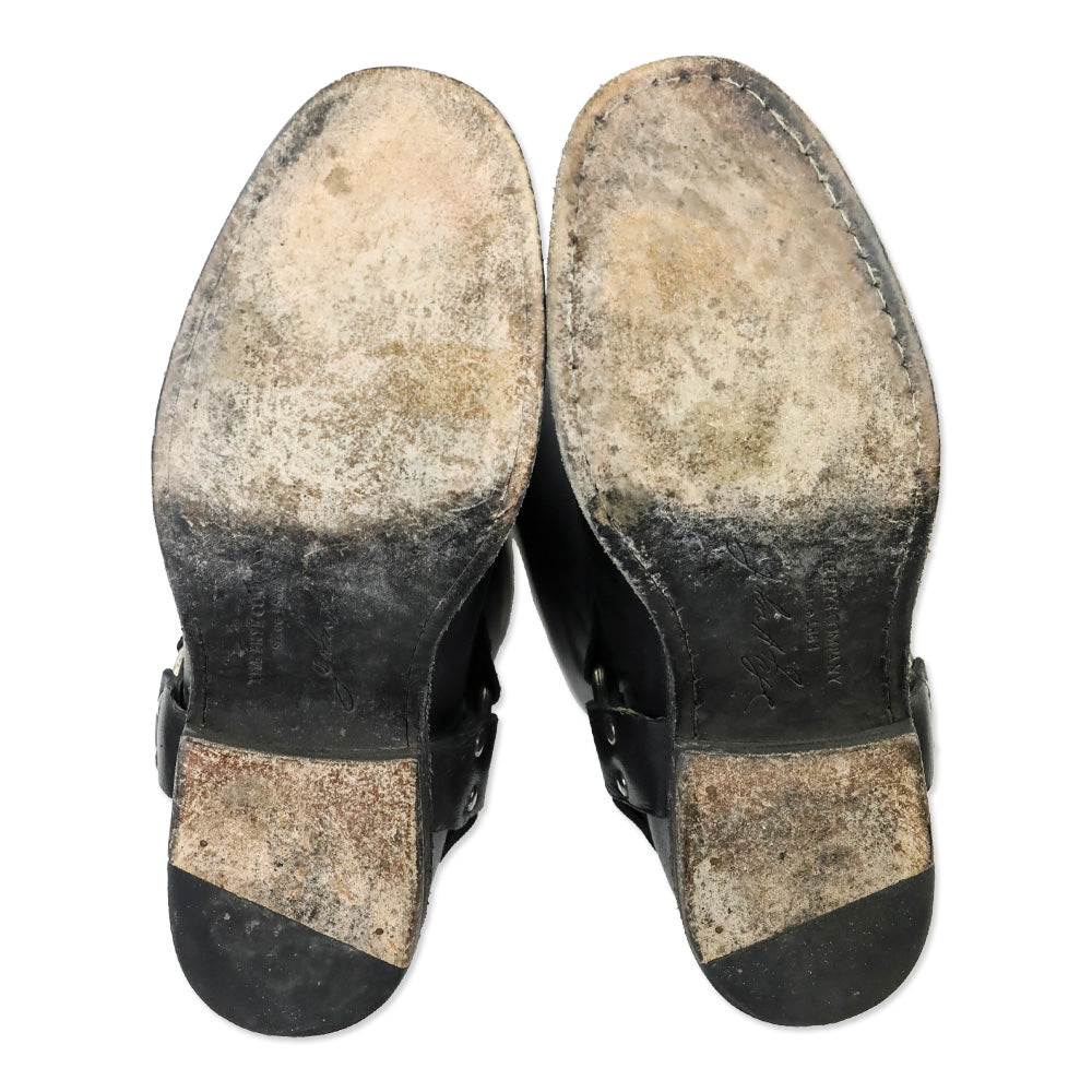 Frye Phillip Black Leather Back Zipper Harness Riding Boots