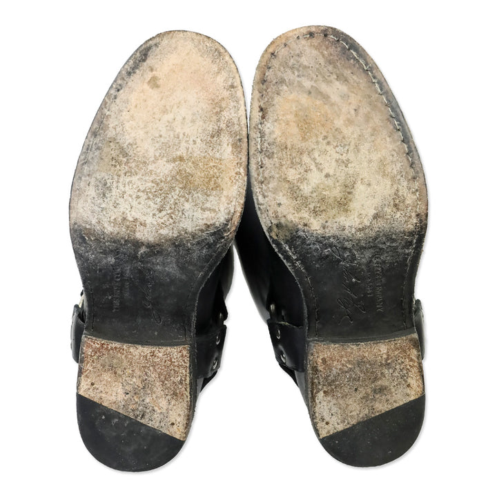 Frye Phillip Black Leather Back Zipper Harness Riding Boots