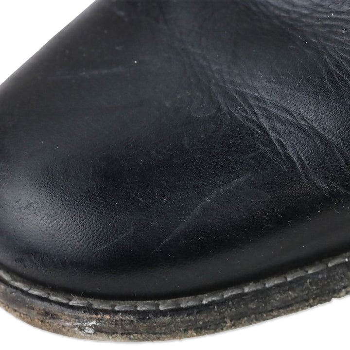 Frye Phillip Black Leather Back Zipper Harness Riding Boots