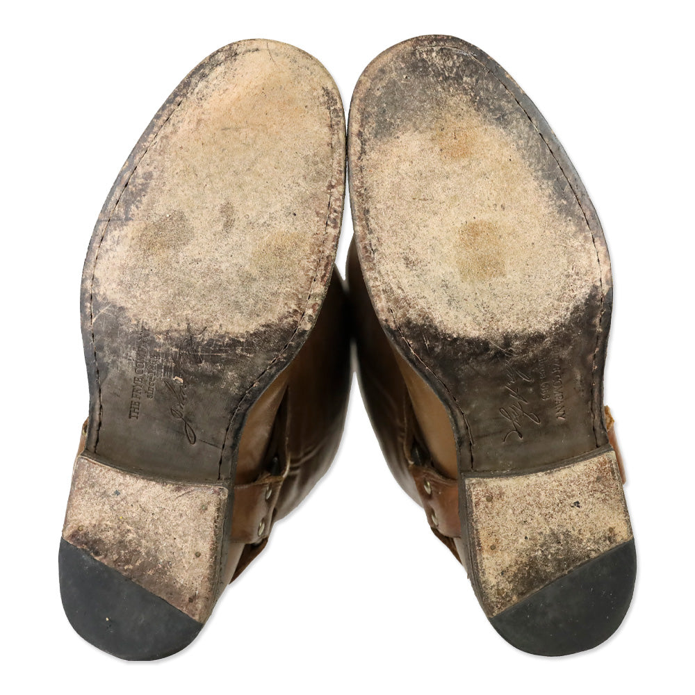 Frye Phillip Brown Leather Back Zipper Harness Riding Boots