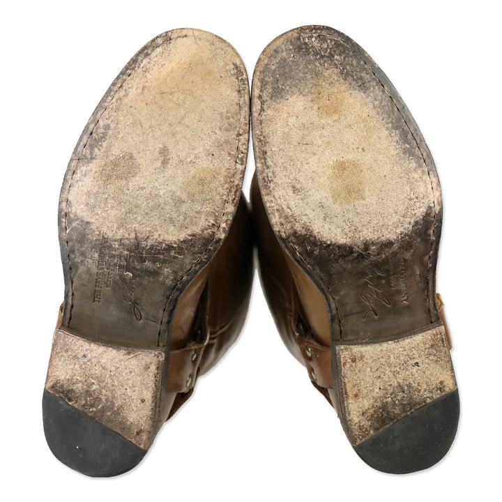 Frye Phillip Brown Leather Back Zipper Harness Riding Boots