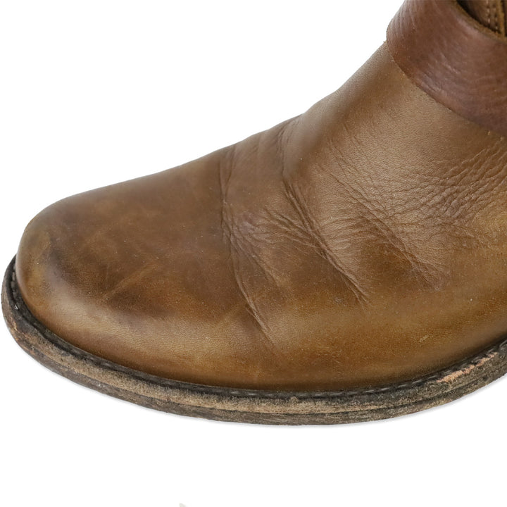 Frye Phillip Brown Leather Back Zipper Harness Riding Boots