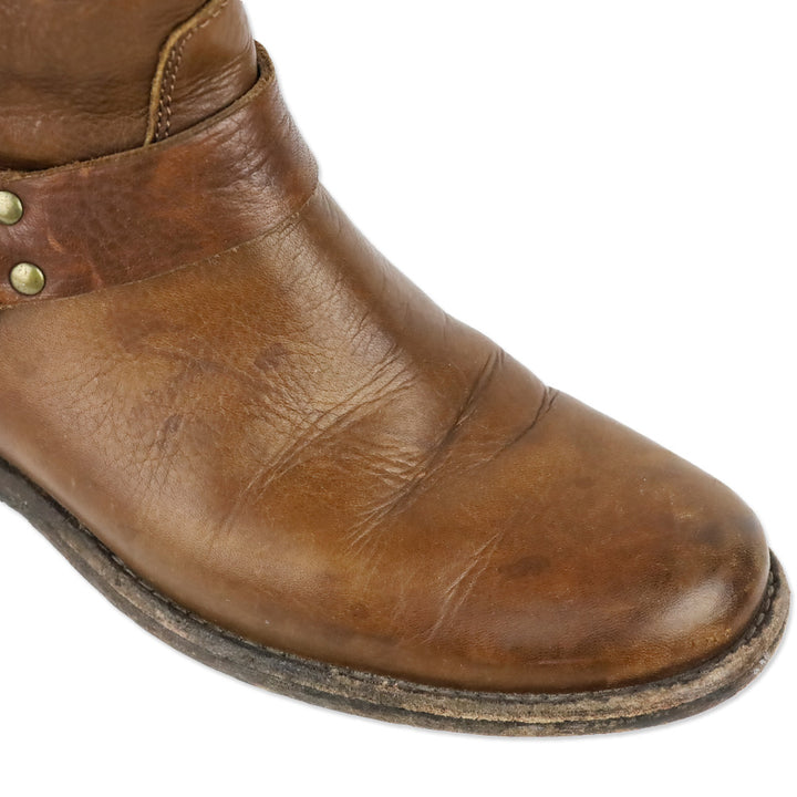 Frye Phillip Brown Leather Back Zipper Harness Riding Boots