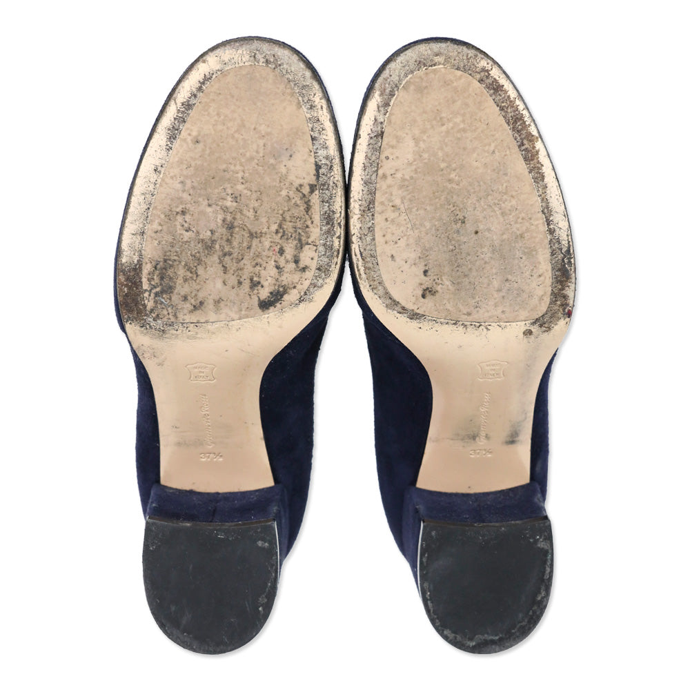 Gianvito Rossi Navy Finlay Suede Lace-up Block Heel Boots