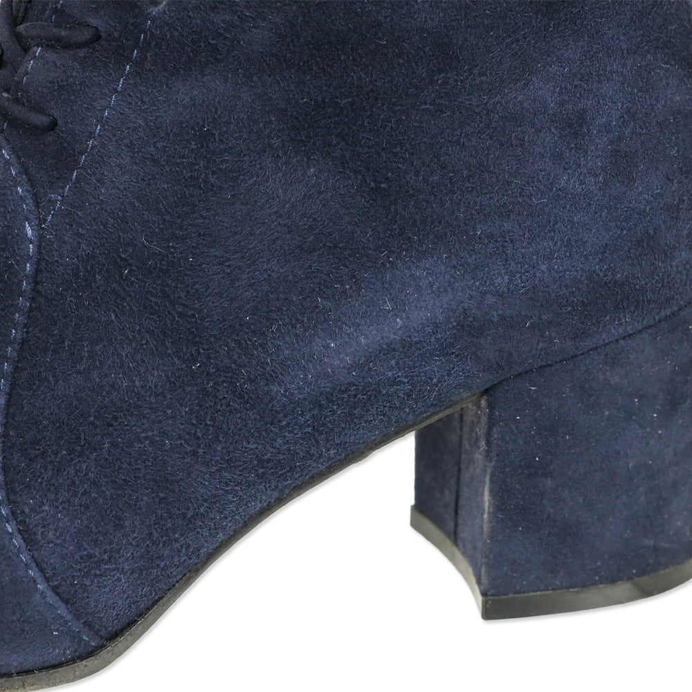 Gianvito Rossi Navy Finlay Suede Lace-up Block Heel Boots