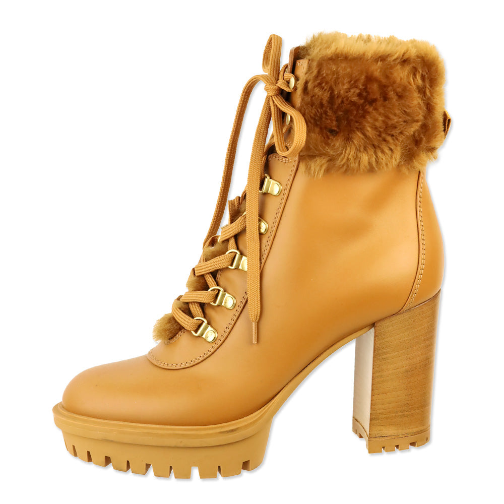 Gianvito Rossi Tan Alaska Calfskin Shearling Heeled Boots