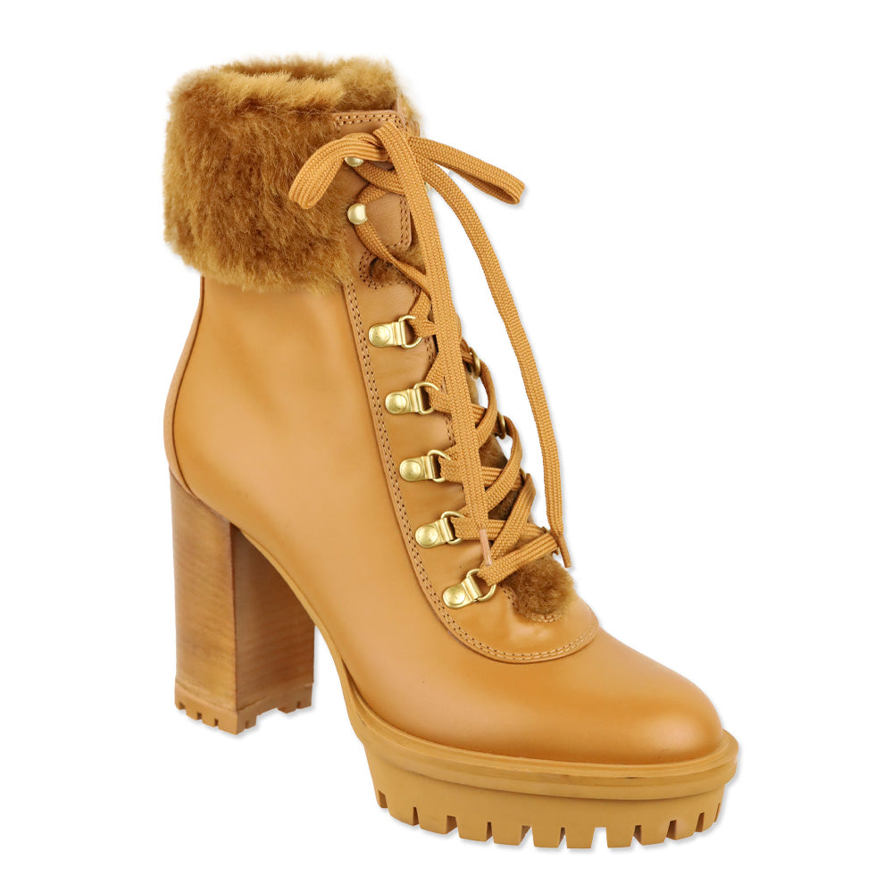 Gianvito Rossi Tan Alaska Calfskin Shearling Heeled Boots