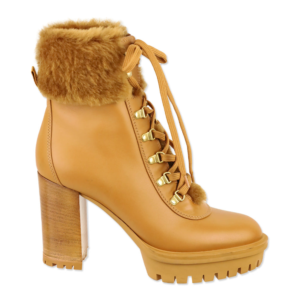 Gianvito Rossi Tan Alaska Calfskin Shearling Heeled Boots