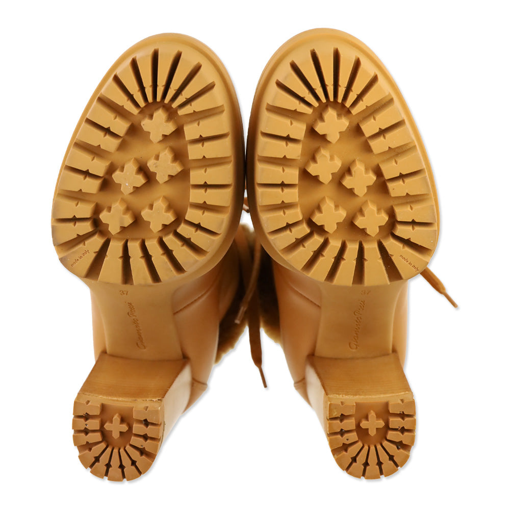 Gianvito Rossi Tan Alaska Calfskin Shearling Heeled Boots