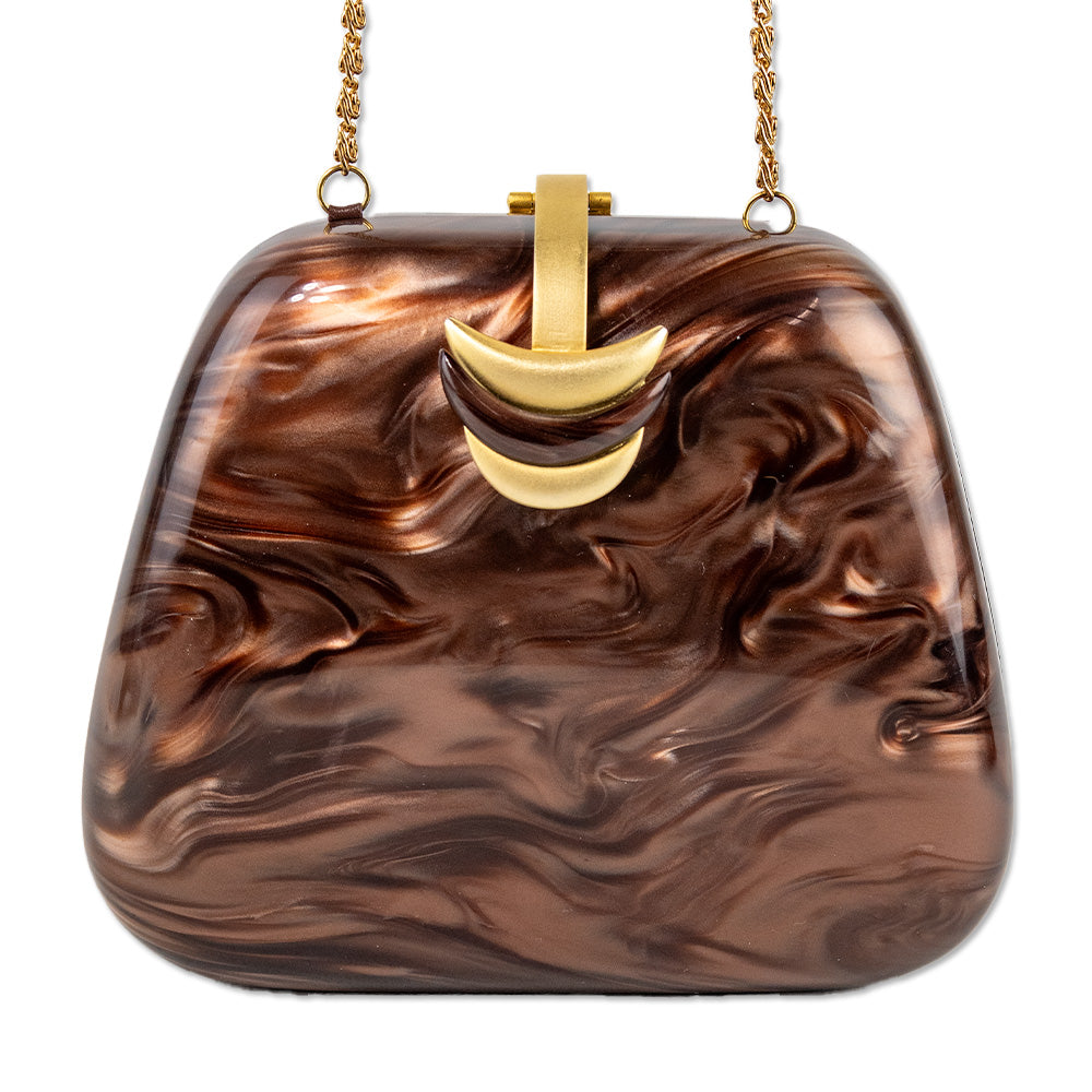 Gina Brown Marble Clamshell Purse Frame Bag | DBLTKE Luxury 