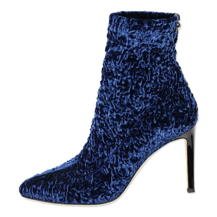 Giuseppe Zanotti Blue Shirred Stretch Velvet Heeled Boot