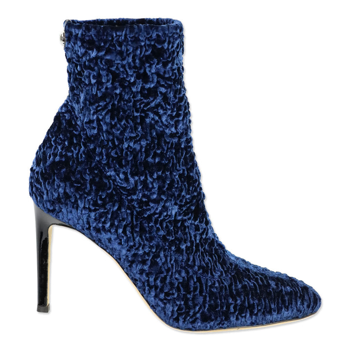 Giuseppe Zanotti Blue Shirred Stretch Velvet Heeled Boot