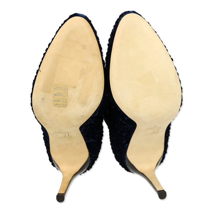 Giuseppe Zanotti Blue Shirred Stretch Velvet Heeled Boot