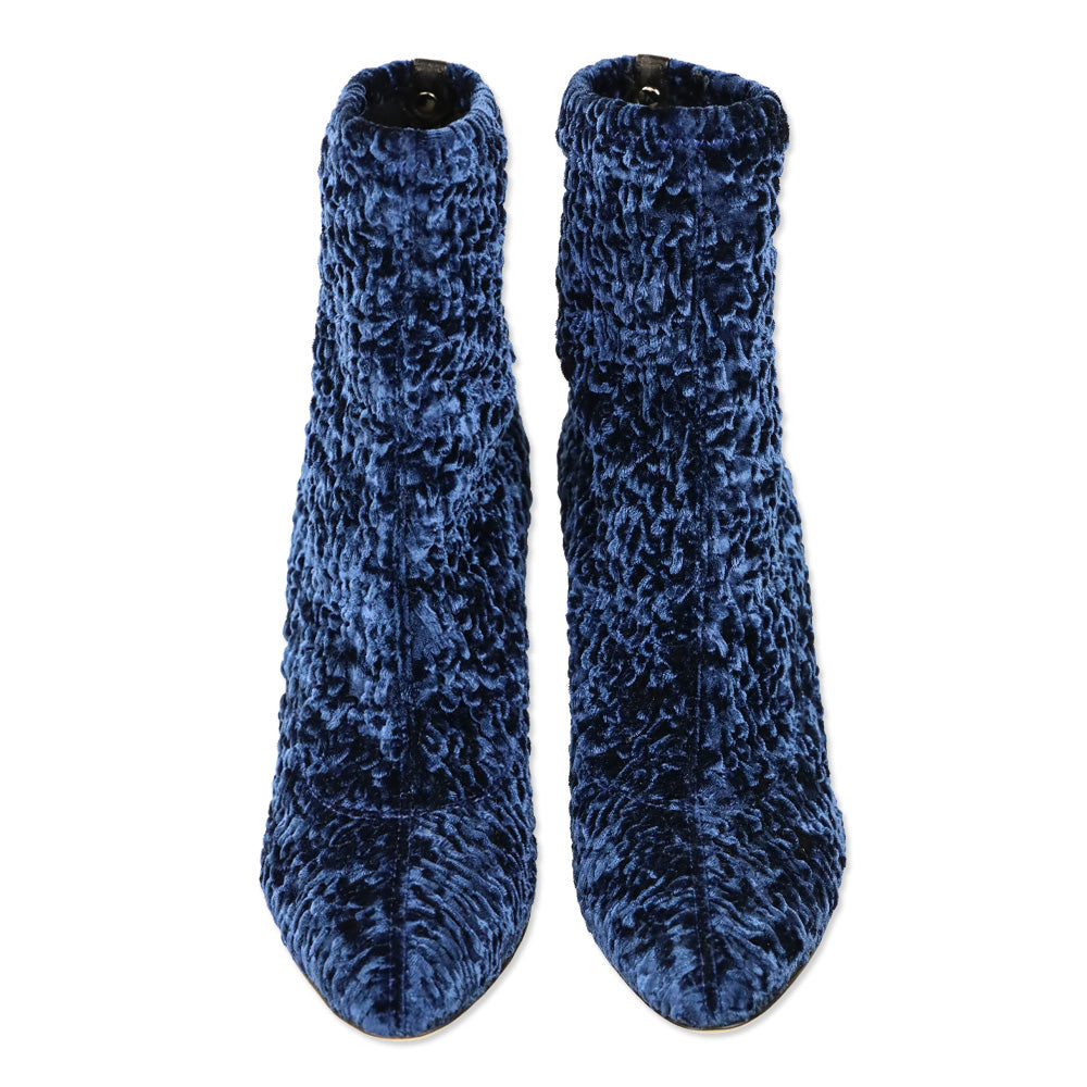 Giuseppe Zanotti Blue Shirred Stretch Velvet Heeled Boot