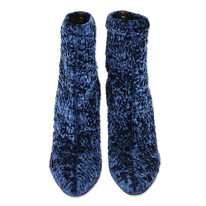 Giuseppe Zanotti Blue Shirred Stretch Velvet Heeled Boot