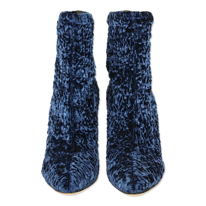 Giuseppe Zanotti Blue Shirred Stretch Velvet Heeled Boot