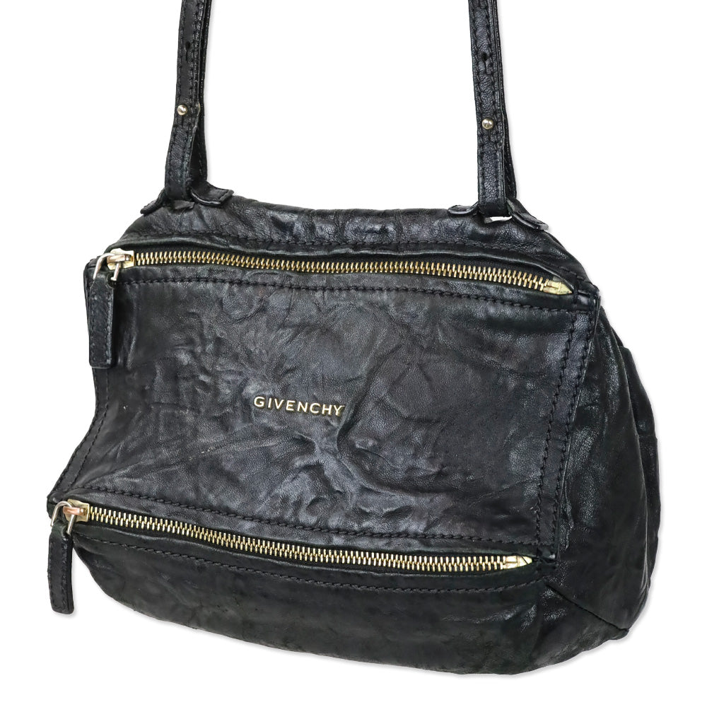 Givenchy Small Black Leather Double Zipper Pandora Crossbody Bag